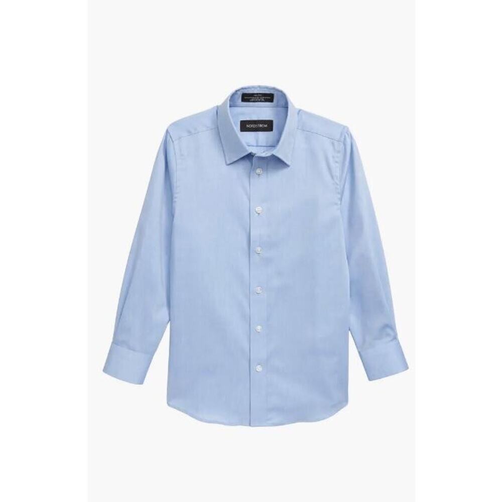 Nordstrom Boys Solid Cotton Button-Up Shirt in Blue Azurite Size 7‎ $39